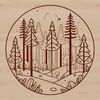Beautiful Vector Landscape Detailed vector illustration of a lush forest with multiple trees and foliage.