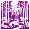 A detailed illustration of a forest with various trees and foliage, created as a vector graphic.
