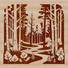 Free SVG Forest Graphics A detailed vector illustration of a lush forest with various trees and foliage.