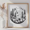 Natural Forest Landscape Vector Graphic An intricately designed vector graphic representation of a natural forest environment featuring multiple trees and plants.