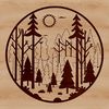Woodland Scene Illustration An SVG graphic representation of a natural woodland environment with multiple trees in the background.