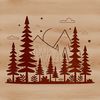 Free Forest Clip Art with Vectors and Foliage A detailed illustration of a forest landscape with various trees and foliage in vector format.
