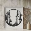 A detailed illustration of a forest landscape with multiple trees in various stages of growth.