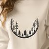 A detailed illustration of a lush forest landscape with various trees and foliage, suitable for vector design.