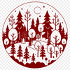 Tree Studded Landscape Illustration A dense stand of trees in various shapes and sizes, set against a subtle natural background.