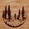Tree Line Landscape Vector Art A digital illustration of a forest landscape featuring multiple trees in various stages of growth.