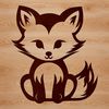 Fox Sitting Pretty Illustration A simple line drawing of a fox sitting on its haunches, designed as vector art.
