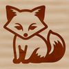 A simple line drawing of a cute fox sitting on its haunches, ready to use as vector art.
