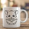 Bookworm Possum Clip Art A cartoon illustration of a wild possum reading a book, suitable for vector art and digital design.