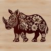 A high-quality vector illustration of a rhino in its natural habitat.
