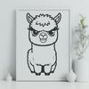 Fluffy Alpaca Graphic Design Element A digital illustration of a fluffy South American camelid animal.