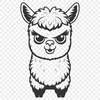 Fluffy Andean Companion Illustration A South American camelid with a fluffy coat, standing on a grassy field.