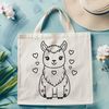Adorable Alpaca with Love Hearts Illustration A stylized illustration of a happy alpaca surrounded by love hearts, suitable for digital crafting.