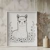Whimsical South American Camelid Illustration An illustration of a South American camelid animal with soft woolly fleece.