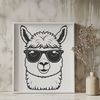 Relaxed Alpaca in Sunglasses A digital illustration of a relaxed alpaca wearing sunglasses in a scenic environment.