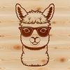 Stylish Alpaca Character Design An alpaca wearing sunglasses, a stylized digital illustration suitable for various applications.