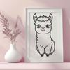 Whimsical Andean Camelid Illustration Alpaca illustration vector graphic design element.