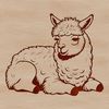 SVG illustration of a sleeping alpaca in a natural environment.
