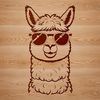 Cute Alpaca Wearing Sunglasses SVG A whimsical alpaca wearing sunglasses, illustrated as a vector design suitable for digital projects.