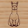 Gentle Faced Alpaca Illustration SVG image of a South American camelid animal with soft fur and gentle eyes.