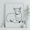 Resting Alpaca Illustration Illustrated alpaca figure in a resting position.