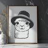Alpaca in Fancy Headgear A cartoon alpaca wearing a hat, suitable for vector design projects.