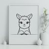 Alpaca Clip Art Illustration A detailed alpaca drawing designed as a clip art asset.