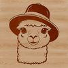 Friendly Alpaca in a Hat SVG Icon A digital illustration of a friendly alpaca wearing a hat, suitable for crafting and design projects.