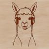 Relaxed Alpaca in Headphones SVG A South American camelid, an alpaca, standing in a relaxed pose with headphones on its ears.