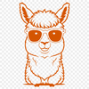 Quirky Alpaca Silhouette with Shades A cartoon alpaca wearing trendy sunglasses in a simple, flat design.