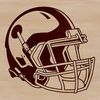 American Football with helmet and padding, vector illustration for sports designs.