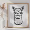 Gentle Alpaca Silhouette An illustration of a gentle alpaca wearing glasses.