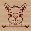 Vector Illustration Of A Lovable Alpaca Face An illustration of a friendly alpaca peeking out from behind a tree, created in vector format.