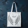 SVG angel wing design with intricate details and a halo effect, suitable for vector art and digital cutting.