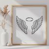 Beautiful Winged Halo Design An ornate pair of angel wings with a subtle halo, suitable for clip art design.