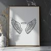 Whimsical Angel Wings Illustration Angel wings illustration with intricate details and a subtle halo effect.