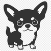 Illustrative graphic of a small Chihuahua dog in outline form.