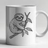 A sloth in a tree, rendered as a vector graphic.