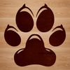 Vector design featuring multiple paw prints arranged in a creative composition.