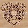 Beautiful Angel Holding Heart Illustration A stylized illustration of a benevolent angel holding a heart, suitable for various design applications.