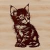 Whimsical Feline Friend Vector Graphic A cute kitten sitting on its haunches, depicted in vector format.