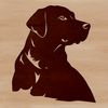 A vector graphic illustration of a happy Labrador Retriever, suitable for various design projects.