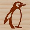 Penguin Rock Shoreline Graphic A simple line drawing of a penguin standing on a rocky shoreline.