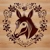 An ornate vector graphic of a donkey's face, suitable for various digital applications.