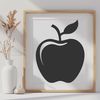 High-Resolution Apple Graphic Design A high-quality digital illustration of a single red apple with skin texture and slight depth.