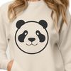 A detailed illustration of a wild panda in black and white vector format.