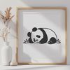 Adorable Panda at Rest A sleeping panda in a natural habitat.