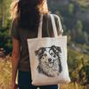Illustration of a head shot of a fluffy Australian Shepherd dog breed in vector format.