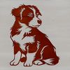 Cute Australian Shepherd Clip Art Close-up of a sitting Australian Shepherd, high-quality digital art