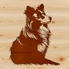 Free Vector Australian Shepherd Dog A sitting Australian Shepherd dog breed with a rugged coat pattern.